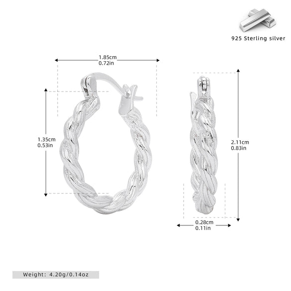 S925 Sterling Silver Twisted Wave Pattern Inlaid Zircon Women's Earrings