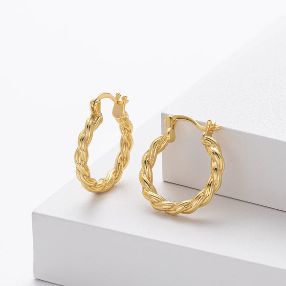 S925 Sterling Silver Twisted Wave Pattern Inlaid Zircon Women's Earrings