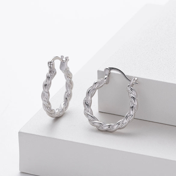 S925 Sterling Silver Twisted Wave Pattern Inlaid Zircon Women's Earrings