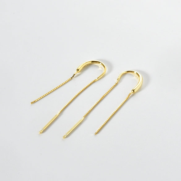 S925 Sterling Silver U Shape Geometric Tassel Pendant Earrings With Platinum And 18K Gold Electroplating For Women