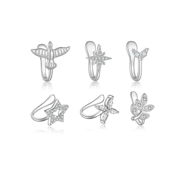 S925 Sterling Silver U Shape Punchfree Ear Clip Ear Buckle Earrings With Electroplated Platinum Or 18K Gold For Women
