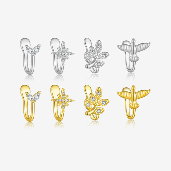 S925 Sterling Silver U Shape Punchfree Ear Clip Ear Buckle Earrings With Electroplated Platinum Or 18K Gold For Women