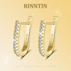 S925 Sterling Silver U Shaped Hollow Zircon Inlay Earrings Fine Jewelry Wholesale