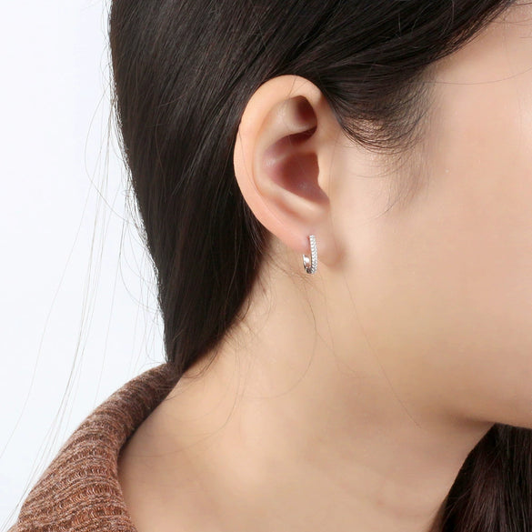 S925 Sterling Silver U Shaped Hollow Zircon Inlay Earrings Fine Jewelry Wholesale