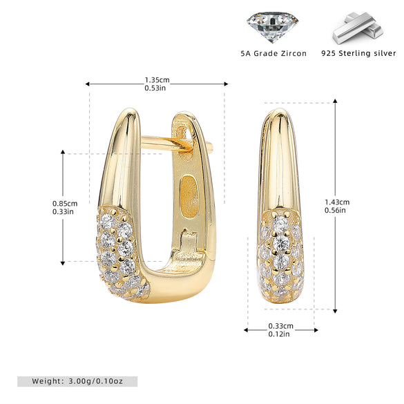 S925 Sterling Silver U Shaped Light Luxury Women's Earrings With Electroplating