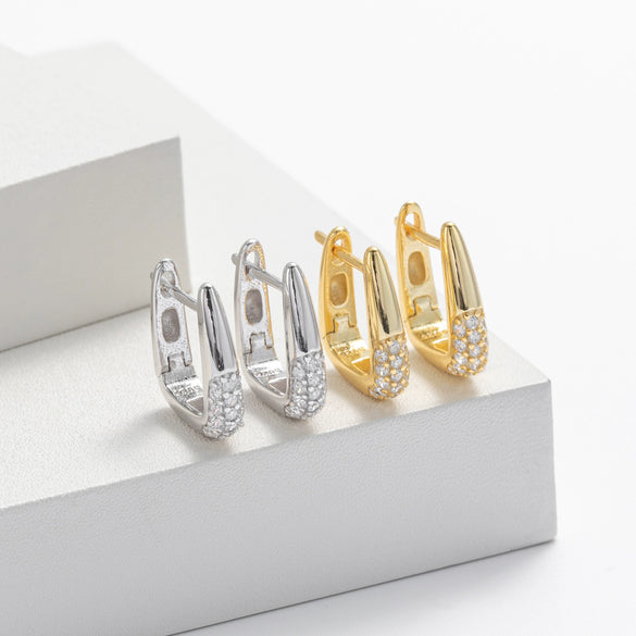 S925 Sterling Silver U Shaped Light Luxury Women's Earrings With Electroplating