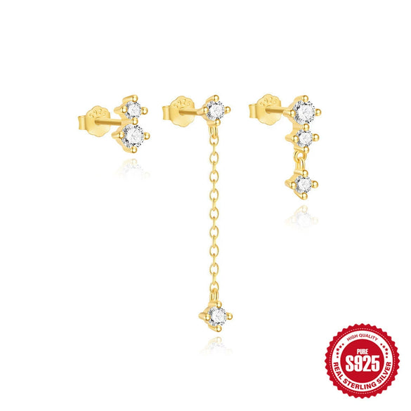 S925 Sterling Silver Unisex O Word Chain Jewelry Set With Electroplating And Diamond Zircon Classic And Elegant