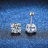 S925 Sterling Silver Unisex Screw Earrings With Four Claw Moissanite Simulation Diamond Electroplated Geometric Design