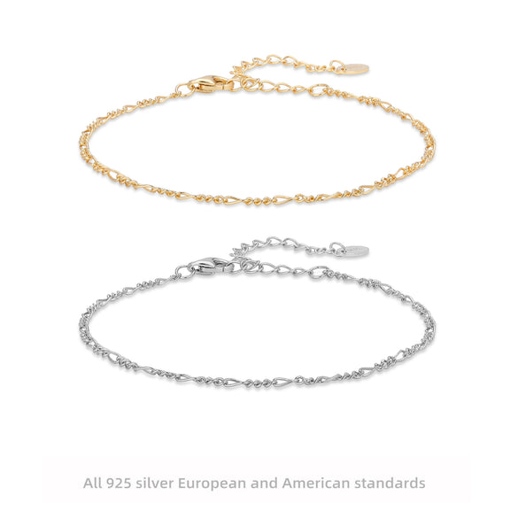 S925 Sterling Silver Ushape Car Flower Mother Chain Electroplated Women's Bracelet