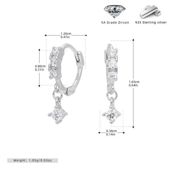 S925 Sterling Silver Ushape Microinlaid Zircon Earrings Electroplated Simple Light Luxury Women's Earrings