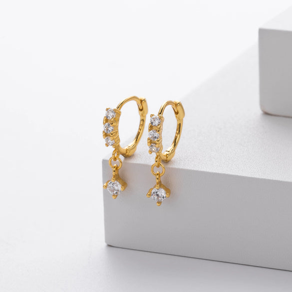 S925 Sterling Silver Ushape Microinlaid Zircon Earrings Electroplated Simple Light Luxury Women's Earrings