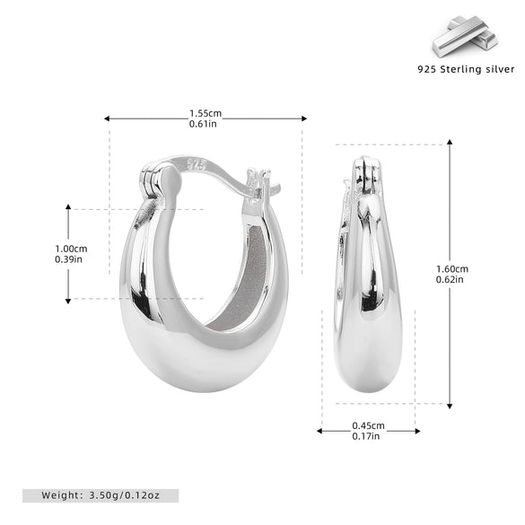 S925 Sterling Silver Ushaped Electroplated Women's Minimalist Fashion Earrings