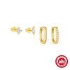 S925 Sterling Silver Ushaped Geometric Diamondencrusted Trendy Minimalist Electroplated Women's Earrings