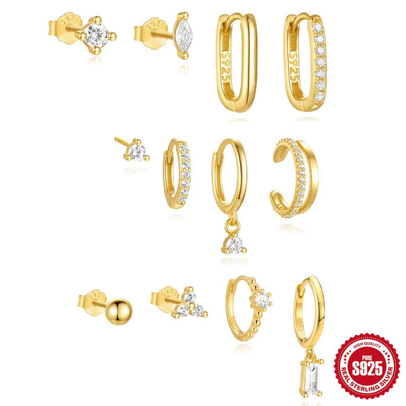 S925 Sterling Silver Ushaped Geometric Diamondencrusted Trendy Minimalist Electroplated Women's Earrings