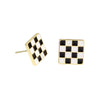 S925 Sterling Silver Vintage Chessboard Plaid Black And White Contrast Geometric Square Enamel Earrings