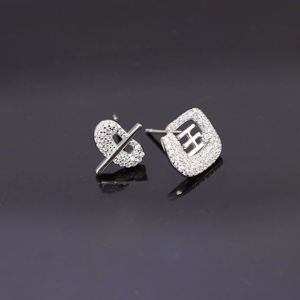 S925 Sterling Silver Vintage Letter Earrings Fashion Text Design Niche Statement Earrings For Women