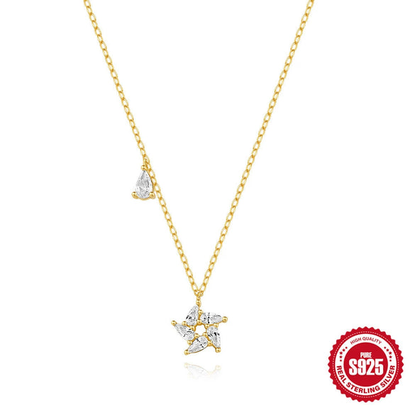 S925 Sterling Silver Water Drop Zircon Vortex Creative Unisex Jewelry With O Chain Electroplated Bracelet And Necklace
