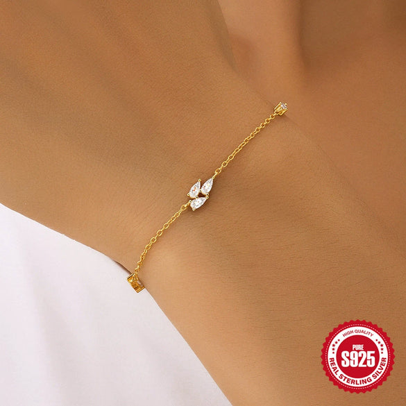 S925 Sterling Silver Water Drop Zircon Vortex Creative Unisex Jewelry With O Chain Electroplated Bracelet And Necklace