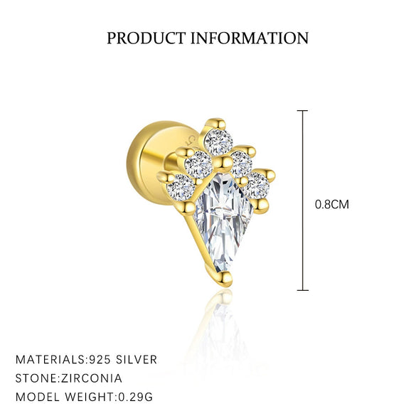 S925 Sterling Silver Water Drop Zircon Women's Light Luxury Geometric Earrings