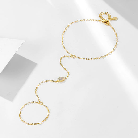 S925 Sterling Silver Water Drop Zircon Women's Minimalist Bracelet
