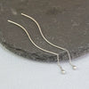 S925 Sterling Silver Wave Ear Line Earrings Simple Geometric Bead Dangle Earrings Elegant Fashion Silver Jewelry
