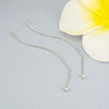 S925 Sterling Silver Wave Ear Line Earrings Simple Geometric Bead Dangle Earrings Elegant Fashion Silver Jewelry
