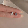 S925 Sterling Silver White Chalcedony Money Bag Stud Earrings For Women Elegant Light Luxury Electroplated Jewelry