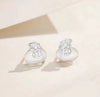 S925 Sterling Silver White Chalcedony Money Bag Stud Earrings For Women Elegant Light Luxury Electroplated Jewelry