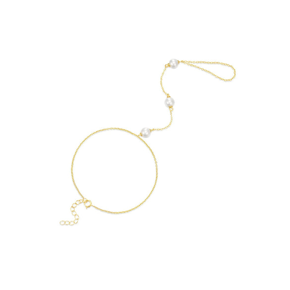 S925 Sterling Silver White Pearl Finger Bracelet Geometric Pattern Multilayer Stacked Electroplated Light Luxury And Elegant For Women