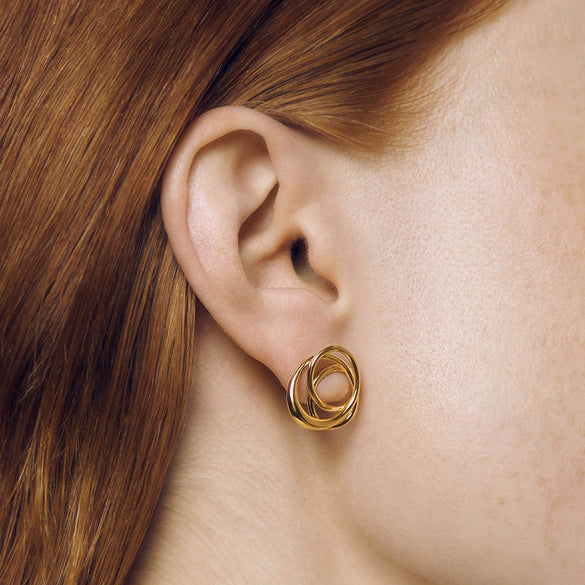 S925 Sterling Silver Winding Circle Geometric Earrings With Electroplating For Women