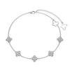 S925 Sterling Silver Women's Bracelet With Four Leaf Clover And Diamond Zircon Design Electroplated