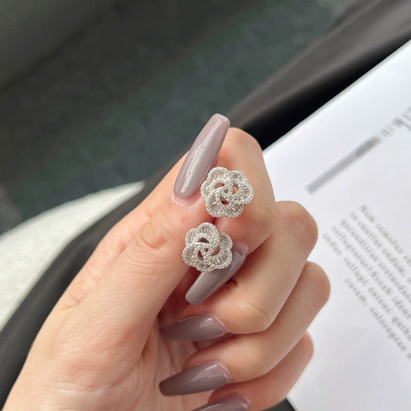 S925 Sterling Silver Women's Earrings With Maple Leaf Butterfly Rose Zircon And Geometric Design Electroplated Light Luxury Style