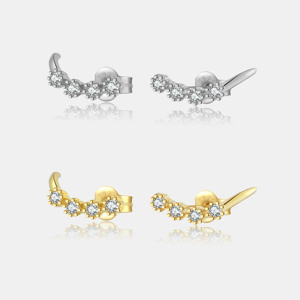 S925 Sterling Silver Women's Fashion Simple Exquisite Earrings With Geometric Pattern And Platinum Or 18K Gold Electroplating