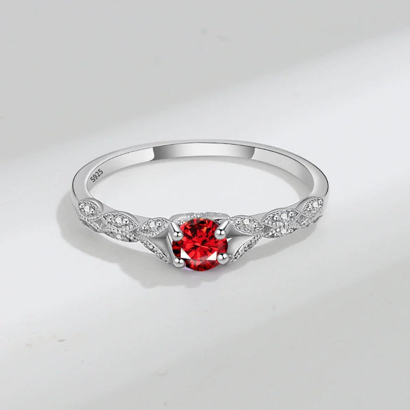 S925 Sterling Silver Women's Geometric Amethyst Zircon Ring Simple Fashion Electroplated Gemstone Jewelry