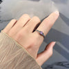 S925 Sterling Silver Women's Geometric Amethyst Zircon Ring Simple Fashion Electroplated Gemstone Jewelry
