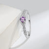 S925 Sterling Silver Women's Geometric Amethyst Zircon Ring Simple Fashion Electroplated Gemstone Jewelry