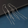 S925 Sterling Silver Women's Geometric Long Tassel Earrings Simple Elegant Lightweight Luxury Style