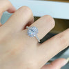 S925 Sterling Silver Women's Geometric Ring Four Claw Pigeon Egg Full Circle Electroplated