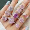 S925 Sterling Silver Women's Geometric Style Ring With Ice Flower Zirconium And High Carbon Diamond Electroplated