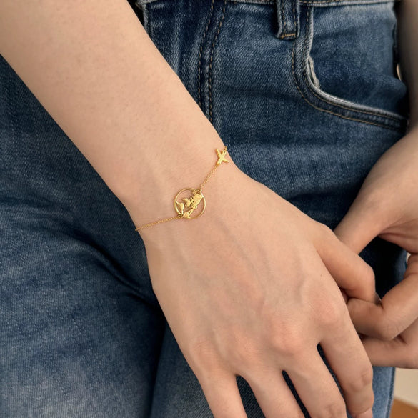 S925 Sterling Silver Women's Light Luxury Bracelet With Earth Aircraft Design And Electroplating Treatment