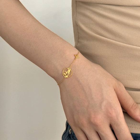 S925 Sterling Silver Women's Light Luxury Bracelet With Earth Aircraft Design And Electroplating Treatment