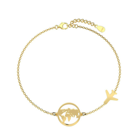 S925 Sterling Silver Women's Light Luxury Bracelet With Earth Aircraft Design And Electroplating Treatment