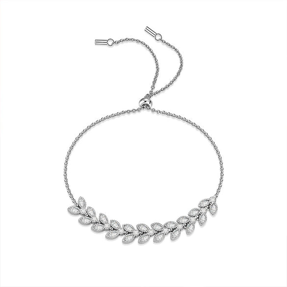 S925 Sterling Silver Women's Light Luxury Flower Pattern Moissanite Adjustable Bracelet