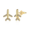 S925 Sterling Silver Women's Light Luxury Small Aircraft Design Earrings With Electroplating