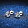 S925 Sterling Silver Women's Unisex Geometric Three Prong Moissanite Earrings With Diamond Treatment