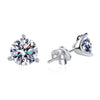 S925 Sterling Silver Women's Unisex Geometric Three Prong Moissanite Earrings With Diamond Treatment