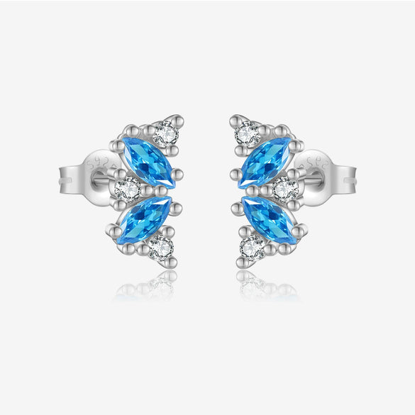 S925 Sterling Silver Women's Zircon Earrings With Irregular Geometric Design And Platinum 18K Gold Electroplating
