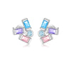 S925 Sterling Silver Women's Zircon Earrings With Irregular Geometric Design And Platinum 18K Gold Electroplating