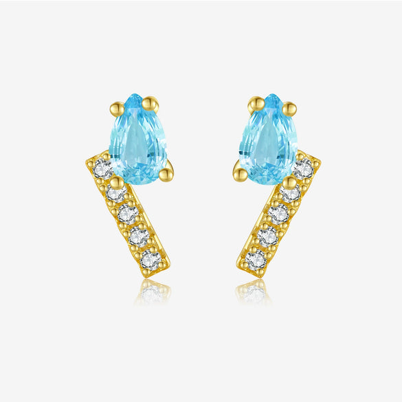 S925 Sterling Silver Women's Zircon Earrings With Irregular Geometric Design And Platinum 18K Gold Electroplating