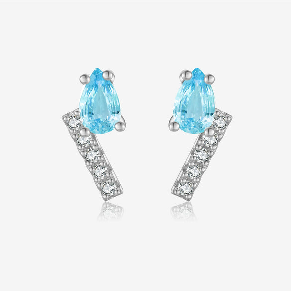 S925 Sterling Silver Women's Zircon Earrings With Irregular Geometric Design And Platinum 18K Gold Electroplating